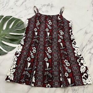 Rainbow Hawaii Womens Vintage Y2k Mini Dress Size L Red White Tropical Floral